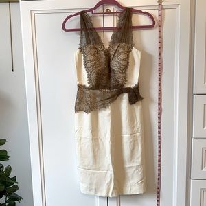 Antonio Melani Cream and taupe lace dress size 0